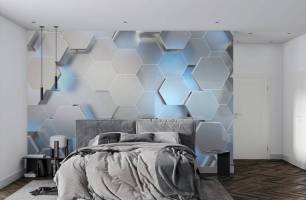 Wybierz Fototapeta Sześciokąty szare 3D wzór Tapeta do biura na ścianę