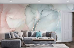 Wybierz Fototapeta Fluid Art różowy z niebieskim Tapeta w łazience na ścianę