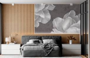 Wybierz Fototapeta 3d kwiaty szare tło Tapeta w salonie na ścianę