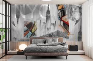 Wybierz Fototapeta 3D Nowy York szara ściana Tapeta do biura na ścianę