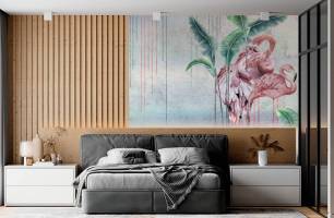 Wybierz Fototapeta Flamingi rożowe Tapeta w salonie na ścianę