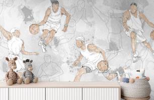 Wybierz Fototapeta Koszykarze szare dla nastolatków Tapety do pokoju dziecięcego na ścianę