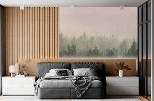Wybierz Fototapeta Rożowy las we mgłe Tapeta w salonie na ścianę
