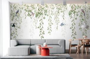 Wybierz Fototapeta Gałęzie liściaste z sufitu Tapeta w sypialni na ścianę