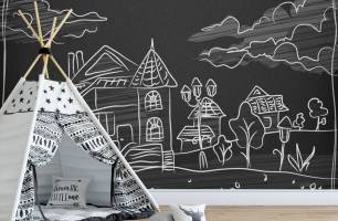 Wybierz Fototapeta Ściana malowana kredkami  na ścianę