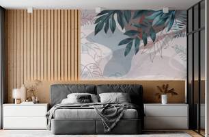 Wybierz Fototapeta Tropikalne liście kolorowe Tapeta w salonie na ścianę