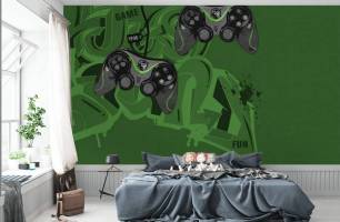 Wybierz Fototapeta PlayStation zielone Tapety do pokoju dziecięcego na ścianę