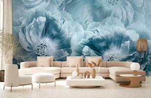 Wybierz Fototapeta Niebieskie kwiatuszki Abstrakcyjne kwiaty na ścianę