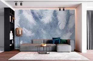 Wybierz Fototapeta Niebieskie pióra powietrza Tapeta w sypialni na ścianę