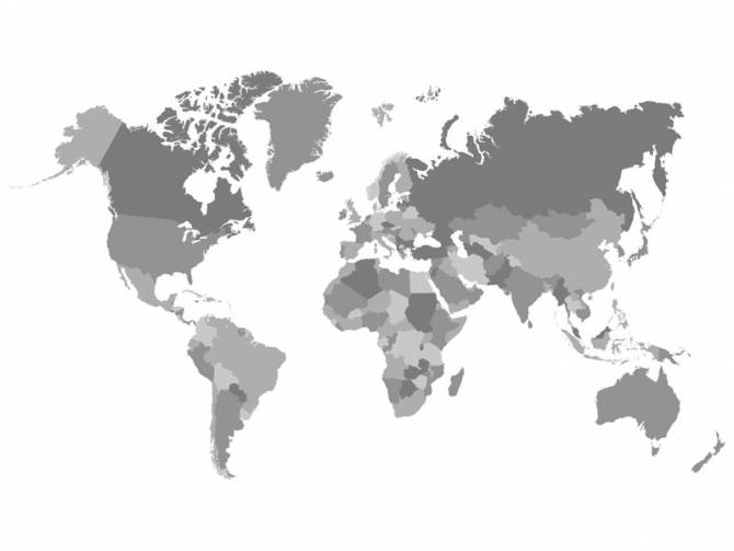 Fototapeta szara mapa świata