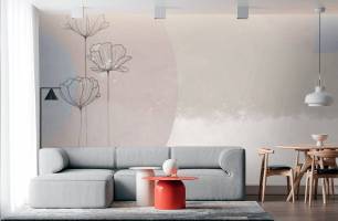 Wybierz Fototapeta Designerska grafika z kwiatami Tapeta w łazience na ścianę