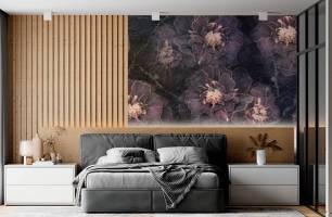 Wybierz Fototapeta 3d kwiaty na czarnym tłe Tapeta w salonie na ścianę