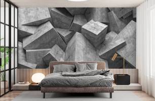 Wybierz Fototapeta 3D szara geometria Tapeta do biura na ścianę