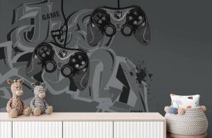 Wybierz Fototapeta PlayStation szara sciana Tapety do pokoju dziecięcego na ścianę
