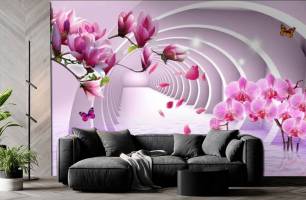 Wybierz Fototapeta Tunel i orchidee 3d Korzeń tapety na ścianę
