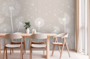 Wybierz Fototapeta Beżowe minimalistyczne kwiatki Dmuchawce na ścianę