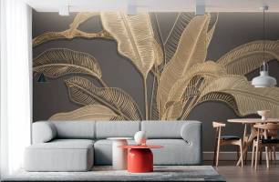 Wybierz Fototapeta Złote bananowe liście Tapeta w salonie na ścianę