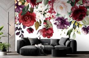 Wybierz Fototapeta Akwarelowi kwiaty z sufitu Bukiet kwiatów na ścianę