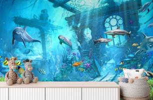 Wybierz Fototapeta 3D delfiny Tapety do pokoju dziecięcego na ścianę