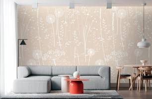 Wybierz Fototapeta Kwiaty mlecze bezowe szablonowe Tapeta w salonie na ścianę