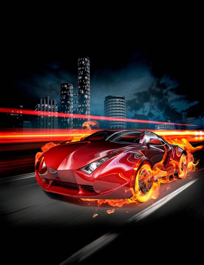 Tapeta Fire Car