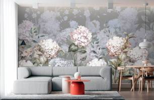 Wybierz Fototapeta Kwiaty na szarą tłe Tapeta w sypialni na ścianę