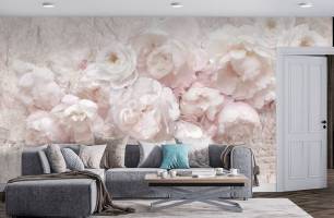 Wybierz Fototapeta Rożowy piwonii cegla Tapeta w sypialni na ścianę
