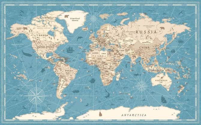 Fototapeta turkusowa mapa