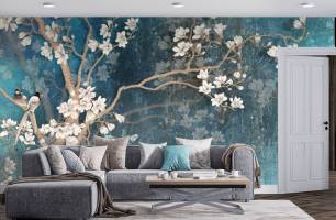 Wybierz Fototapeta gałąź magnolii Tapeta w sypialni na ścianę