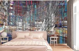 Wybierz Fototapeta 3D abstrakcyjne miasto kolorowe Tapeta do biura na ścianę