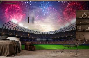 Wybierz Fototapeta fajerwerki nad stadionem Sportowe tapety na ścianę