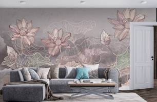 Wybierz Fototapeta Rożowe lotosu na tłe Tapeta w salonie na ścianę