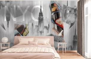 Wybierz Fototapeta 3D Nowy York szara ściana Tapeta do biura na ścianę