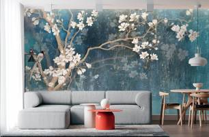 Wybierz Fototapeta gałąź magnolii Tapeta w sypialni na ścianę