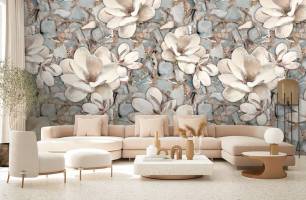 Wybierz Fototapeta Magnolii efekt kamienia Wnętrze glamour na ścianę
