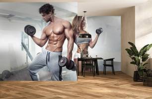 Wybierz Fototapeta fitness facet i dziewczyna  na ścianę
