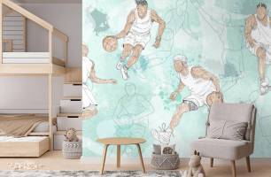 Wybierz Fototapeta Koszykarze turkusowe dla nastolatków Tapety do pokoju dziecięcego na ścianę