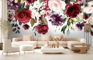 Wybierz Fototapeta Akwarelowi kwiaty z sufitu Bukiet kwiatów na ścianę