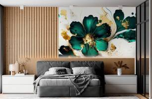 Wybierz Fototapeta Kwiaty abstraktne zielone Tapeta do kuchni na ścianę