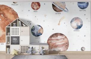Wybierz Fototapeta Planety kosmiczne słoneczna systema Tapety do pokoju dziecięcego na ścianę