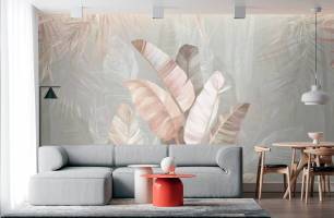 Wybierz Fototapeta Rożowe liscia tropikalne Tapeta do kuchni na ścianę