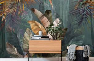 Wybierz Fototapeta Tropikalne liście zielony Tapeta w salonie na ścianę