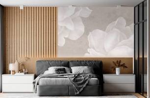 Wybierz Fototapeta Beżowe 3d kwiaty Tapeta w sypialni na ścianę