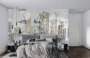 Wybierz Fototapeta 3D bydynki miasto kolaż Tapeta do biura na ścianę