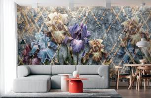Wybierz Fototapeta Irysy z efektem mozaiki Tapeta w salonie na ścianę