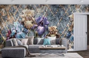 Wybierz Fototapeta Irysy z efektem mozaiki Tapeta w salonie na ścianę