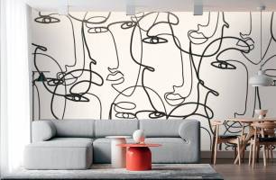 Wybierz Fototapeta Liniowe twarzy kobiet Tapeta w sypialni na ścianę