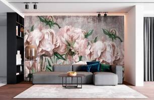 Wybierz Fototapeta Piwonia klasyczna ne betonowym tłe Tapeta w salonie na ścianę