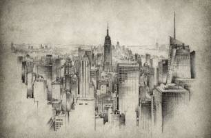 Wybierz Fototapeta ręcznie rysowane miasto: Manhattan Tapeta miasto na ścianę