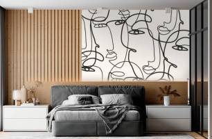Wybierz Fototapeta Liniowe twarzy kobiet Tapeta w sypialni na ścianę